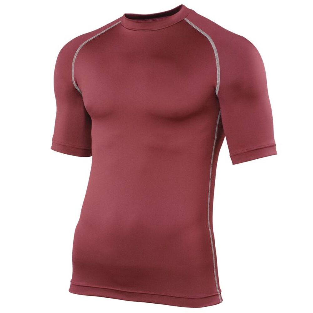 Rhino Mens Sports Base Layer Short Sleeve T-Shirt / Maroon